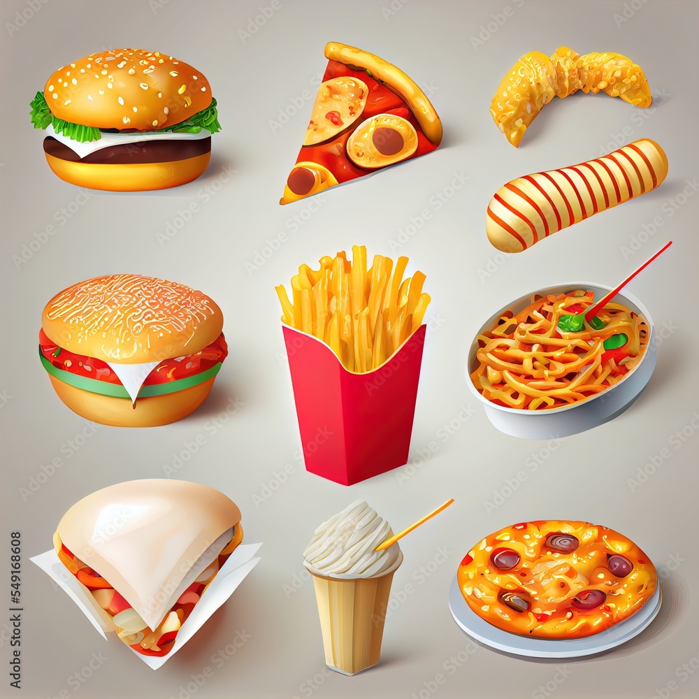 Poster a variety of fast food items are shown in this image generative ai