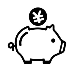 Piggy bank, saving money, investment, cash icon illustration ( JPY / Japanese yen ) / png ( background transparent )