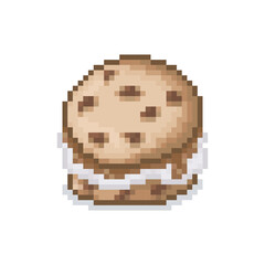 Illustration of cookie with marshmallow, pixel art food
