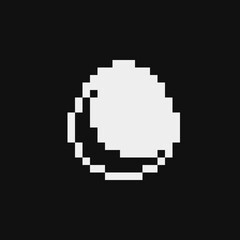 Obraz premium White egg emoji, greeting card. Pixel art icon. Happy Easter. Design for logo, sticker, mobile app, isolated vector illustration on black background.