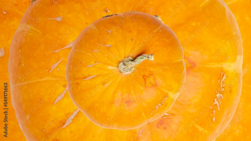 Poster zooming pumpkin in seamless loop background. orange vegetables in seamless loop harvest animation. e