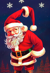 Angry Santa Claus character Christmas illustration. Santa wearing christmas suit. Little San Nicholas illustration. Cute Santa Claus draw. Christmas Winter illustration