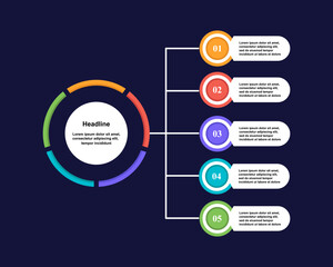 Presentation business timeline infographic template with 5 options steps or processes