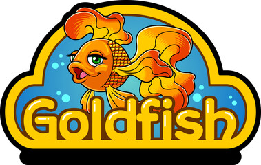 Gold Fish Or Goldfish Cartoon Character Logo Design. Hand Drawn Illustration Isolated On Transparent Background