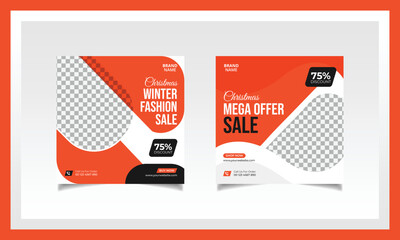 winter Fashion sale banner or fashion sale social media post template design