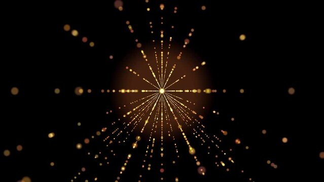 Motion background, Orange gold yellow golden brown, trails of glow circle light particles run out