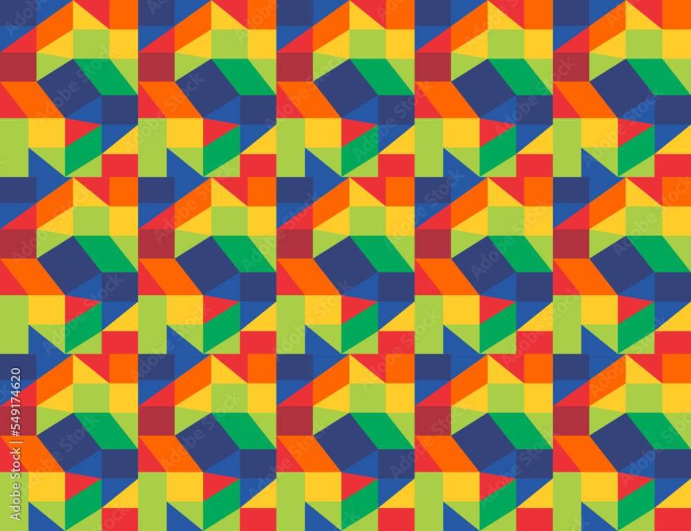 Poster pattern of geometric shapes. triangles, squares.texture with flow of spectrum effect. geometric back