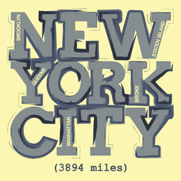 Simple Text Design for New York Concept, with hand drawn typo. Vector illustration.
