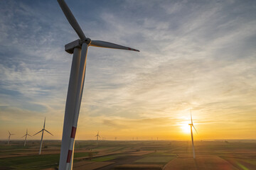 Aerial view of windmill on wind farm