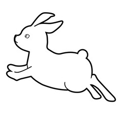飛び跳ねるうさぎのイラスト素材　線画