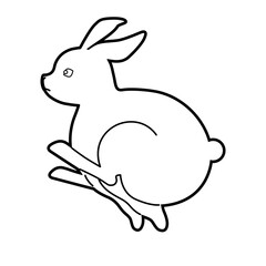 飛び跳ねるうさぎのイラスト素材　線画