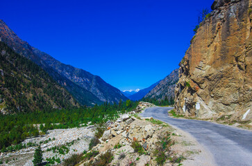 Road to the mountains in India