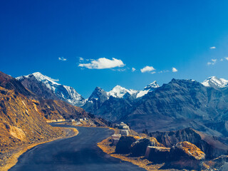 landscape with snow covered mountains