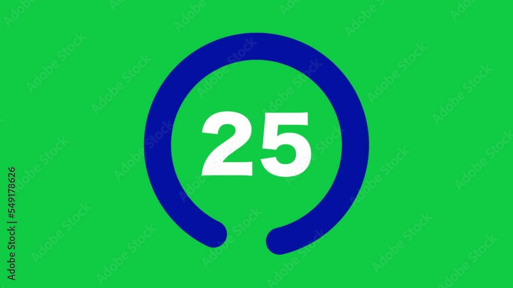 Poster 30 seconds navy and white animated indicator countdown timer on green screen. circle shaped stylish 