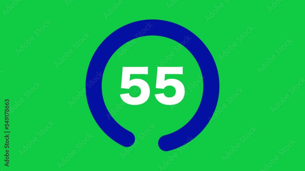 Poster 60 seconds navy and white animated indicator countdown timer on green screen. circle shaped stylish 