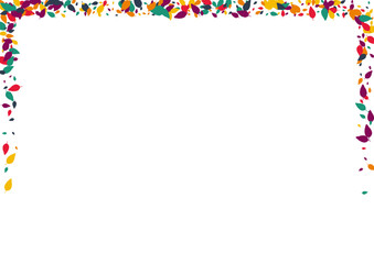 Bright Leaf Vector White Background. Orange Confetti Floral Texture. Botanical Foliage Template. Green Confetti Pattern.