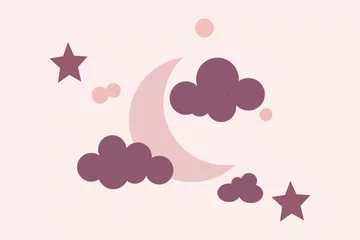 Möbelaufkleber Cute cloud and moon illustration for night design element © berkahjayamaterial