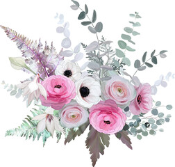 bouquet with anemones and ranunculus