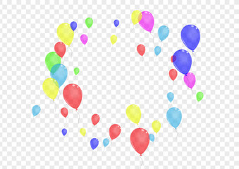 Bright Balloon Background Transparent Vector. Baloon Fly Set. Blue Birthday. Purple Helium. Air Gift Illustration.