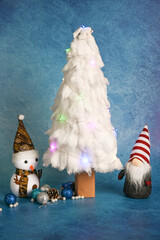 Stylized Christmas tree made of cotton wool 