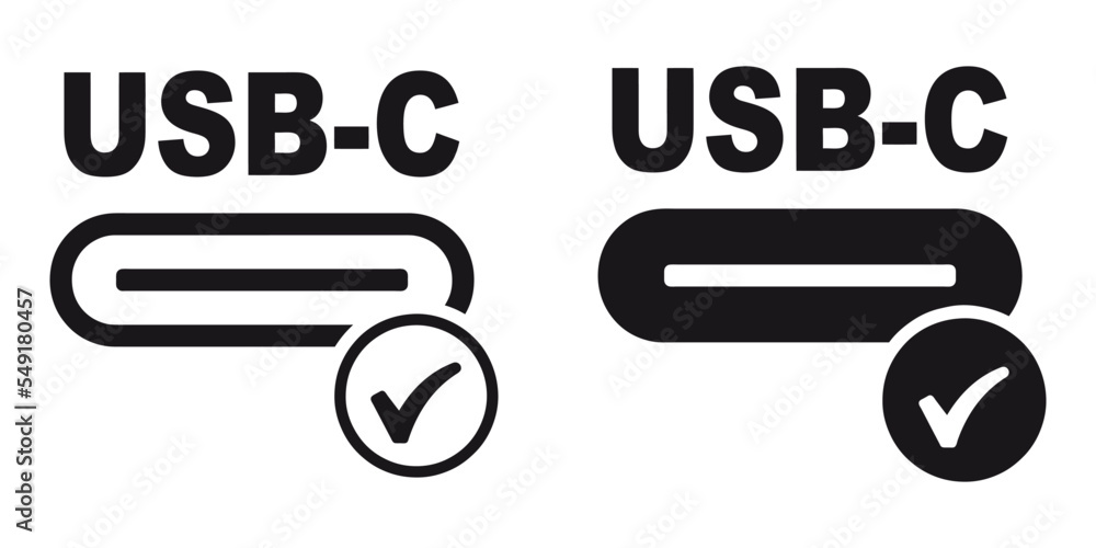Poster ofvs238 outlinefilledvectorsign ofvs - usb type c vector icon . isolated transparent . check mark - 