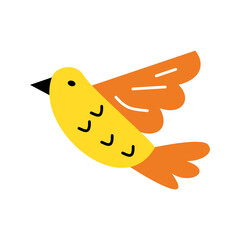 Cute bird in childish illustration 