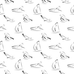 Pilates poses seamless vector pattern