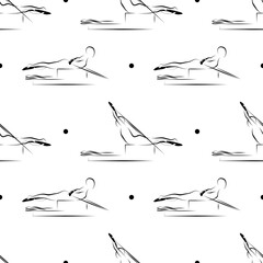 Pilates poses seamless vector pattern