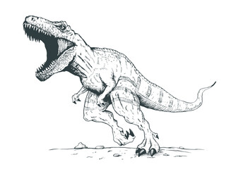 Illustration of angry running tyrannosaur - 549182423
