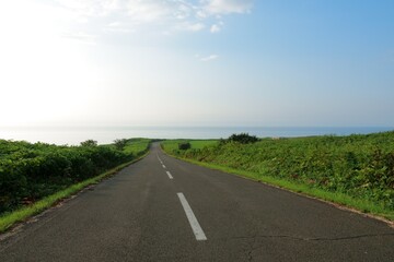 Country road to the ocean in Hokkaido