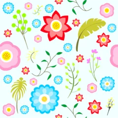 Behang Collage contemporary floral seamless pattern © Dewi