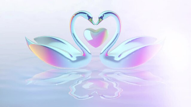 Two Swans on water, 3D illustration, Meditation Animation