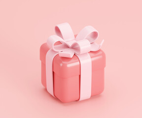 pink gift box with ribbon