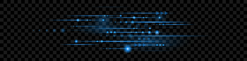Speed ​​linear effect vector illustration on black background, hi-tech digital technology concept abstract sparkling lines background
