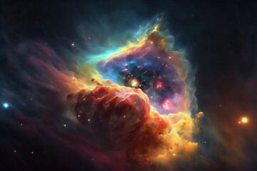 Space nebula, colorful abstract background 