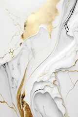 Abstract luxury marble background. Digital art marbling texture. Gold and white colors