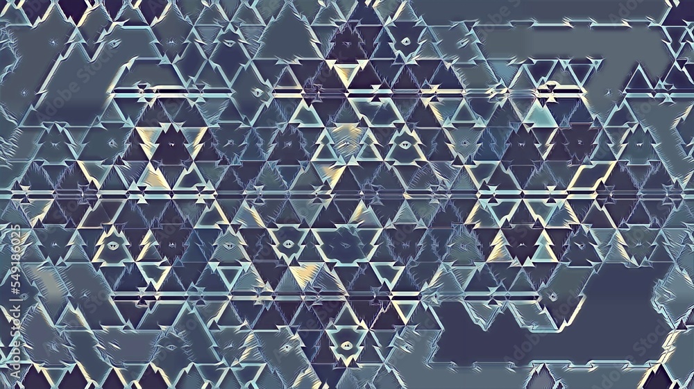 Poster ice tiles arranged to form triangular mosaic in blue and grey
