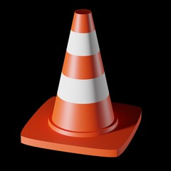 3d render of orange road cone.