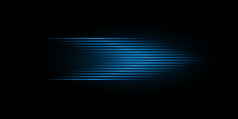 Blue light vector illustration, light effect on black background. Design element.