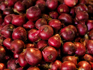 fresh onions at the market