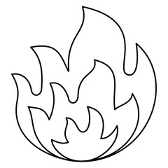 Fire flame. Modern minimal black thin line vector icon isolated on transparent background. Line thickness editable