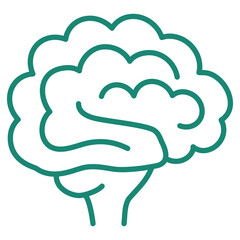 Turquoise outline human brain icon. Modern minimal thin line vector pictogram isolated on transparent background