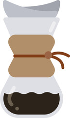 Coffee drip set or brew coffee maker, Icon.