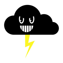 Smile Black Thunder Cloud Icon