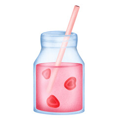 Strawberry drink isolated on transparent background 