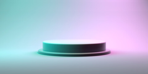 Round pedestal or podium with gradient light. 3d render