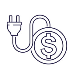 electricity costs, line icon with electric plug