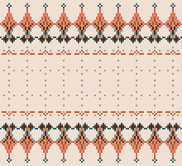 Cross Stitch embroidery.  Geometric pattern. Texture Textile Fabric Clothing print. Pixel Seamless Vector.