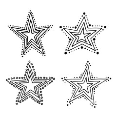 Obraz premium Vector hand drawn star clipart. Doodle set for print, web, greeting card, design, decor