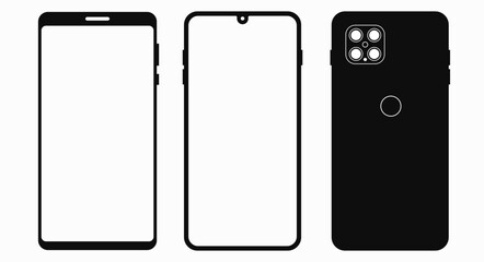 Smartphone with a frame, frameless smartphone, the back side of the phone. Flat vector illustration isolated on white